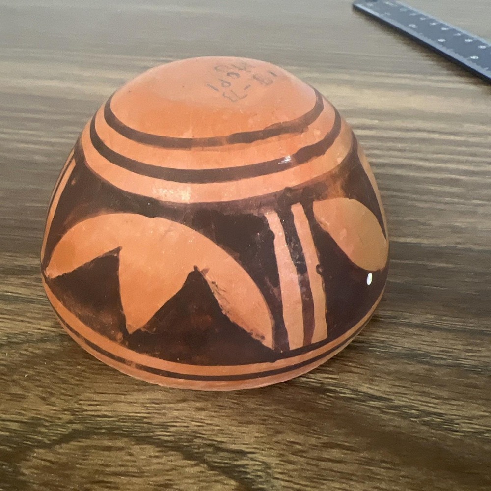 Vintage Hopi Native American Hand Painted Terracotta Pottery Bowl Signed 2x3.5 - Picture 5 of 9